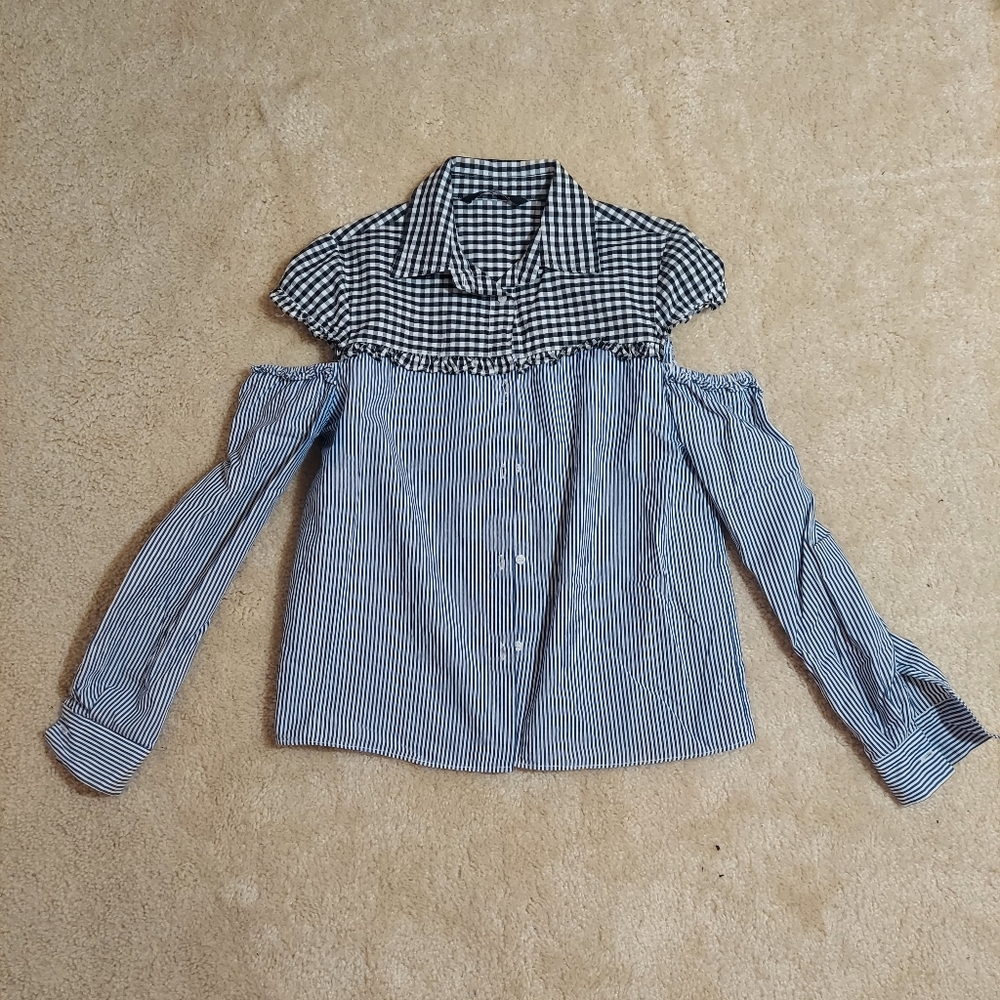 Walter Baker plaid stripe blouse